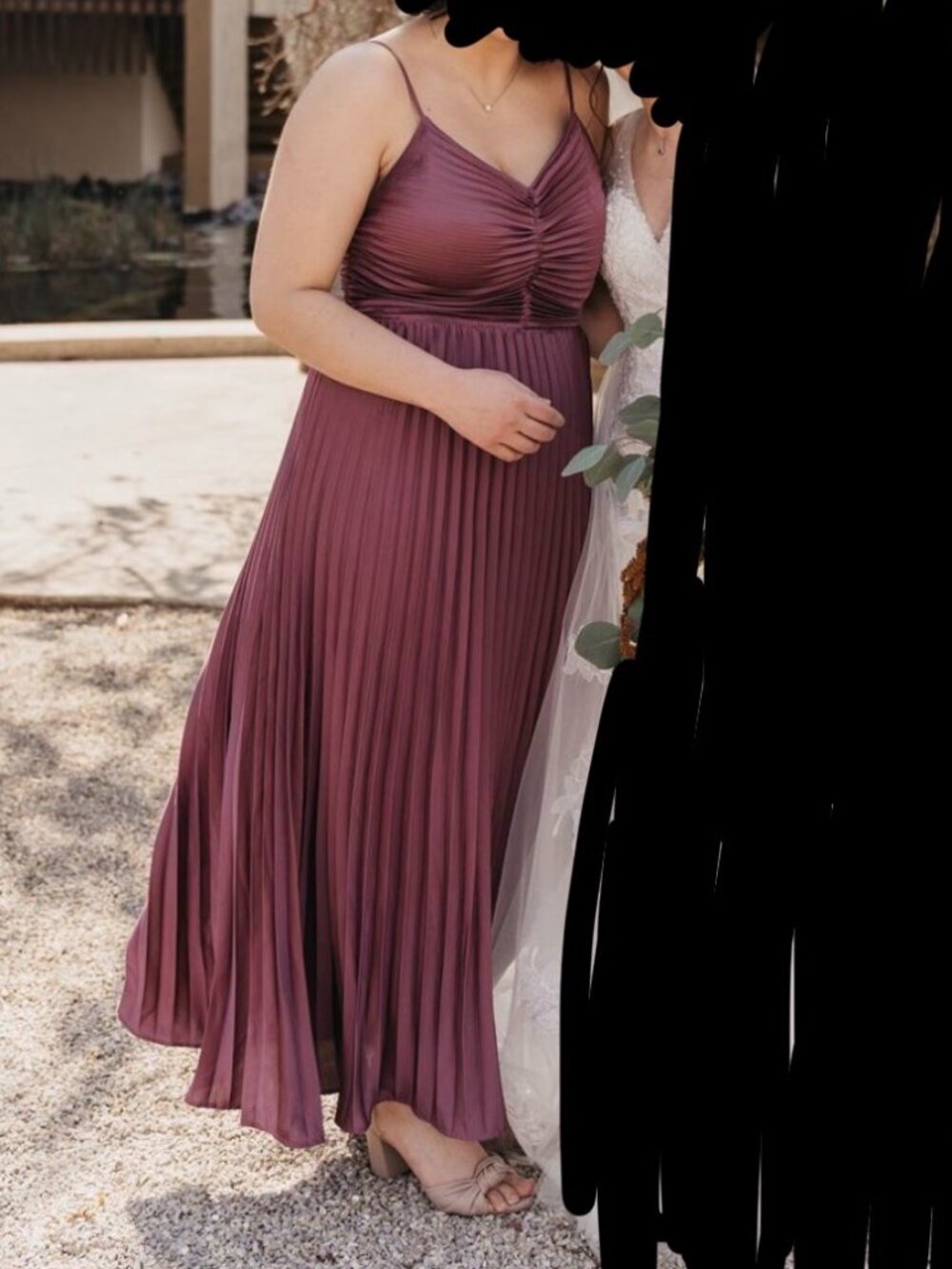 Beautiful Mauve Pleated Dress - Large